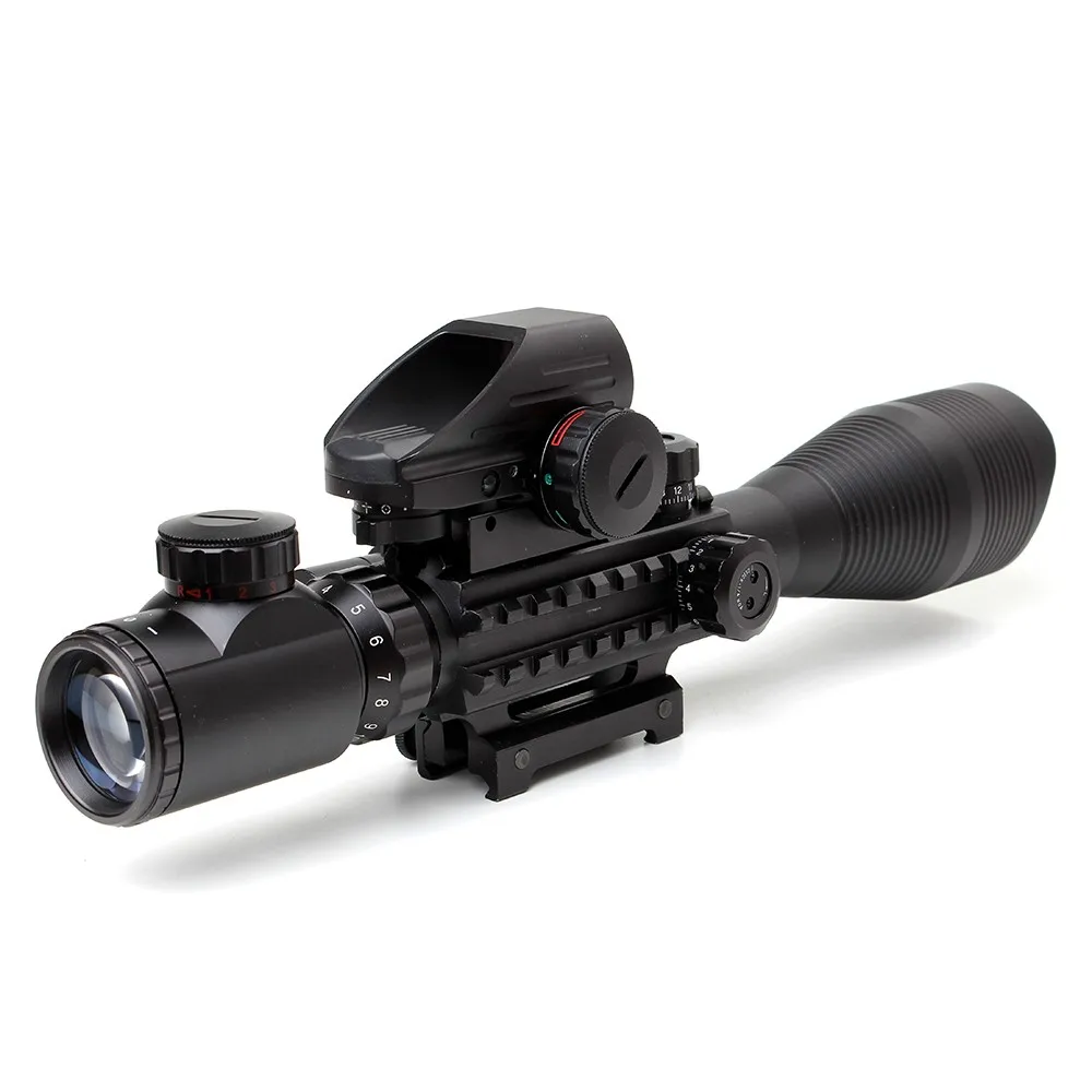 Тактический Ohhunt 4-12X50 с подсветкой дальномер Сетка голографический 4 Сетка прицел с красным или зеленым лазером комбинированный прицел