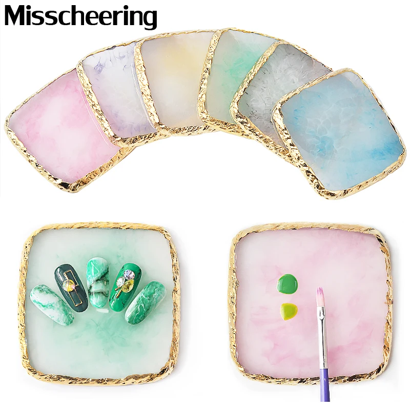 

1Pcs Natural Resin Stone Color Palette False Nail Tips Display Board Stand Holder Practice Showing Shelf Manicure Nail Art Tools