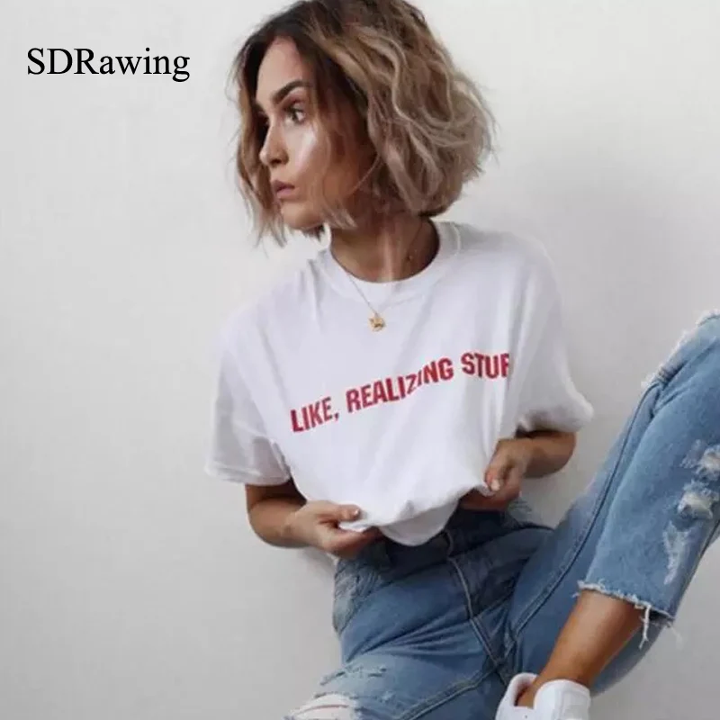 

Fashion like realizing stuff red Print Women tshirt Cotton Casual Funny t shirt For Lady Girl Top Tee Hipster Tumblr Drop Ship