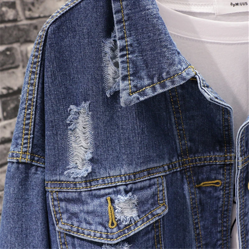 Винтажная Свободная джинсовая куртка с эффектом поношенности Женская