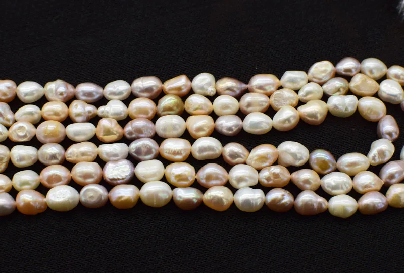 

freshwater pearl baroque 8-9mm flat white pink purple FPPJ wholesale beads nature loose beads for DIY jewelry