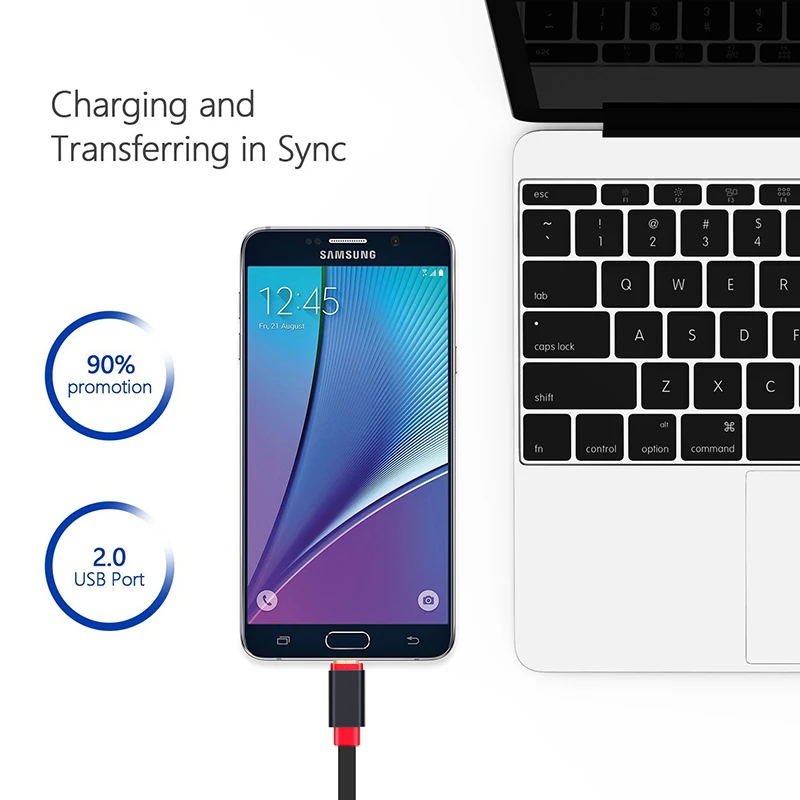 Lungfish кабель Micro USB 2 0 зарядное устройство и синхронизация в 1 плоский дизайн 3 м 5