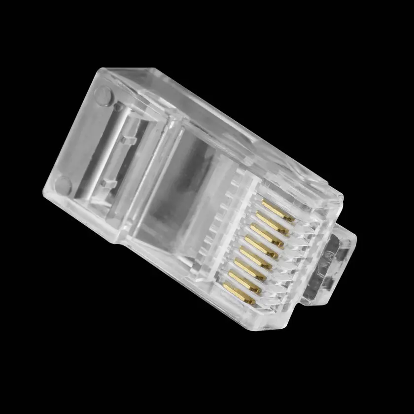 Фирменная новинка 100 шт. кристалл голову RJ45 CAT5 CAT5E модульный разъем позолоченный