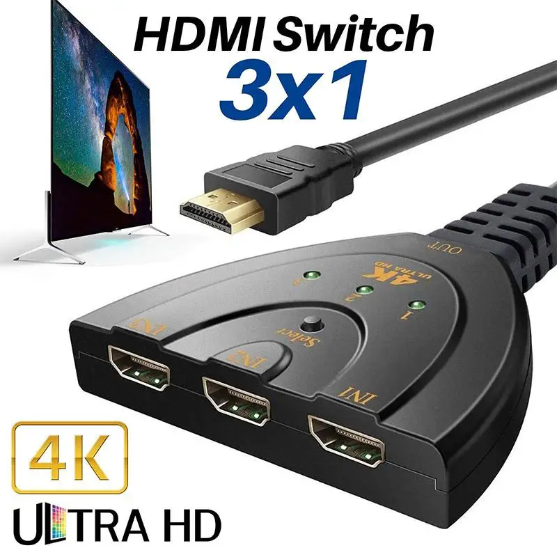 3 Порты и разъёмы совместимому с HDMI переключатель разветвитель кабеля 4K * 2K 2160P