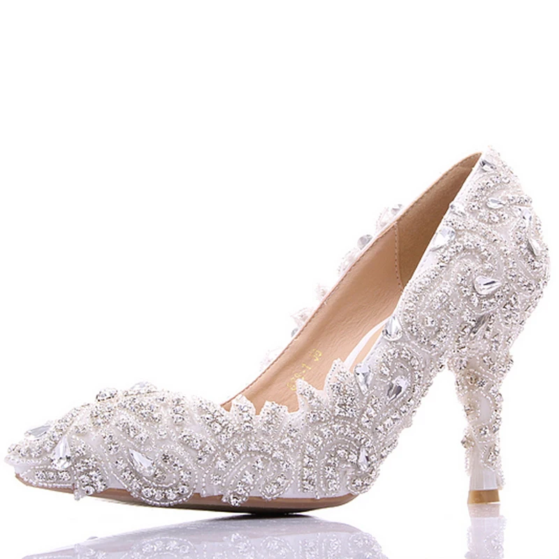 Свадебные туфли лодочки на высоком каблуке изготовленные заказ со стразами