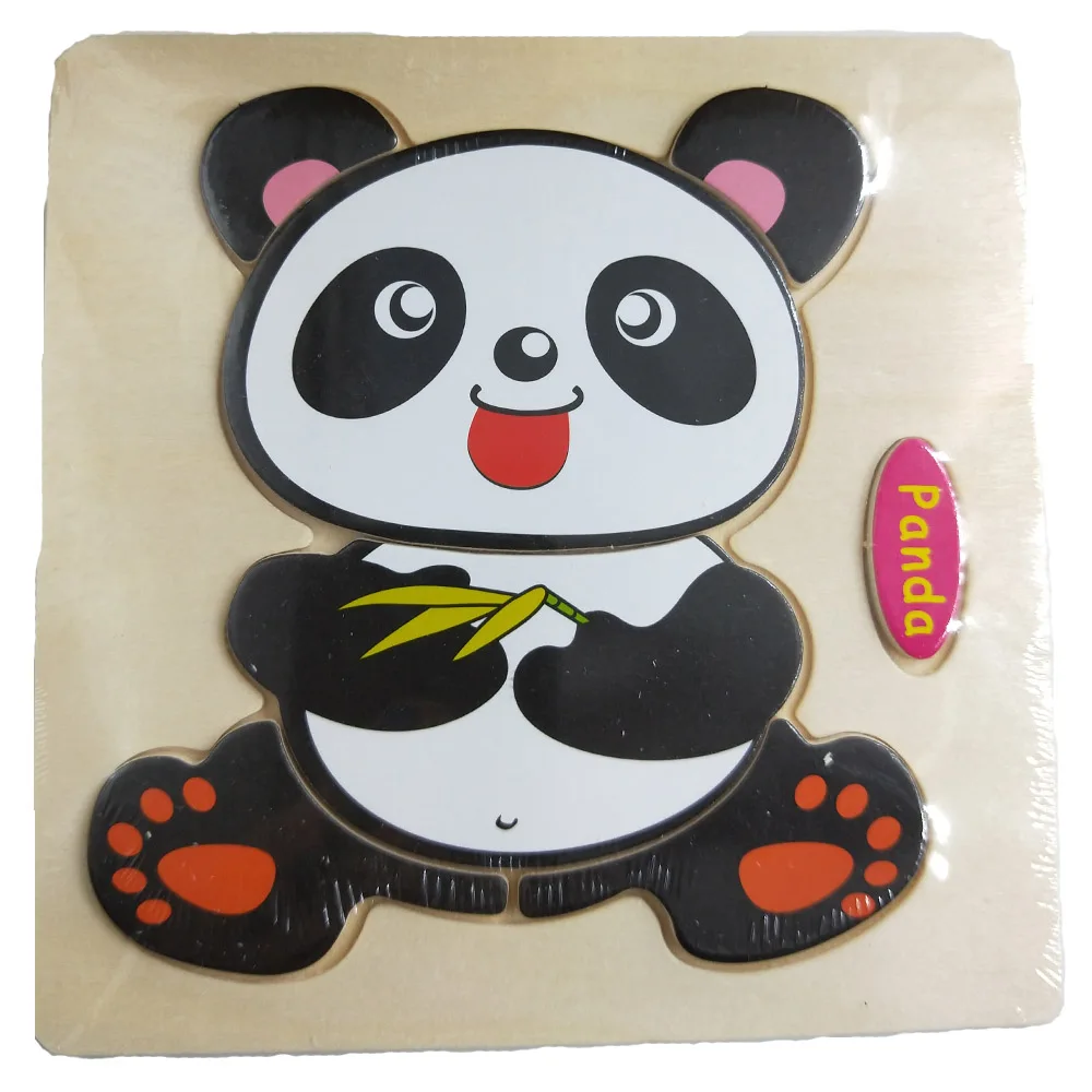 panda 1 шт. 3D деревянные игрушки Пазлы Мультяшные животные/дорожные головоломки детские Ранние развивающие игрушки для детей детские подарки - Цвет: panda