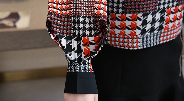 

womens tops and blouse print chiffon blouse shirt lantern long sleeve women shirts plus size bow collar office work tops 2710 50