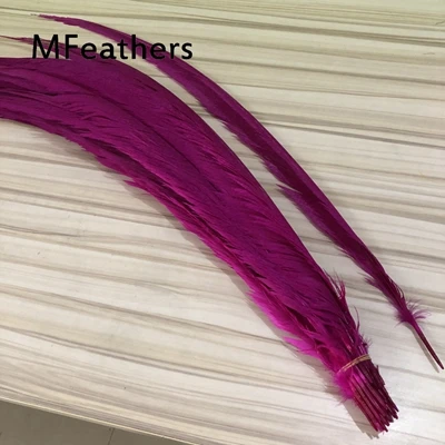 hot pink Перья 50 шт. Королевский синий окрашенные золотые хвосты фазана перо 60-75 см длинные курица Зебра перо Алмазный фазан для карнавального декора - Цвет: hot pink