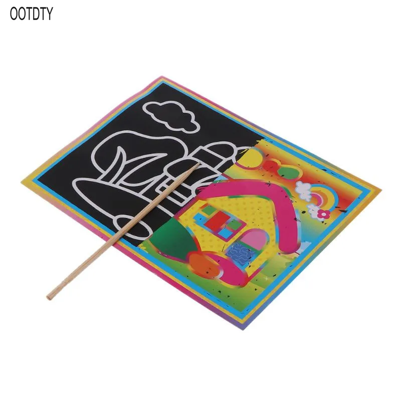 10 шт. с рисунком бумага для скретч Арта Волшебная рисования Рисование палка лего