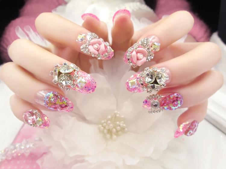 Готовый продукт 24 шт искусственные ногти блестящее украшение искусственная кожа