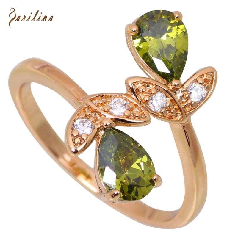 Новый 2019 кольца для Для женщин зеленый фианит Модные украшения кольцо из желтого
