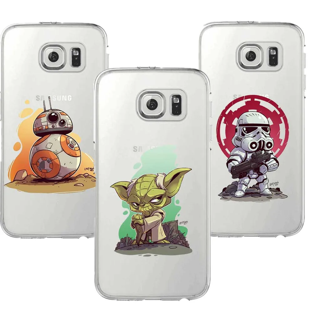 Мультфильм Star Wars The Force Awakens BB 8 Мягкие TPU чехол для телефона Samsung Galaxy S5 S6 S7 Edge S8
