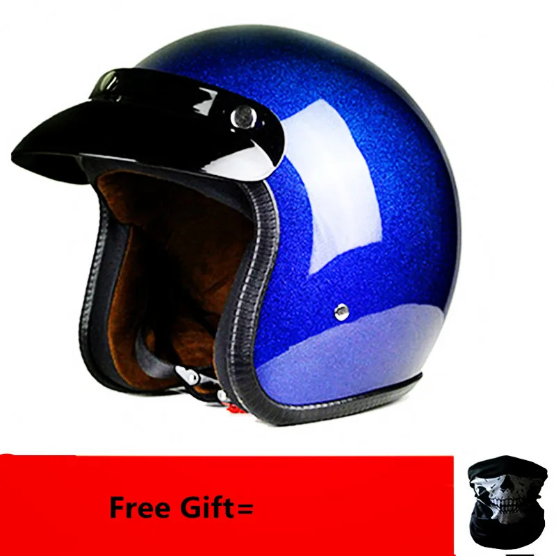 New arrival helmets open face 3/4 helmet personalized mens womens vintage retro motorcycle cascos de motociclistas helmets gold - Цвет: shine blue