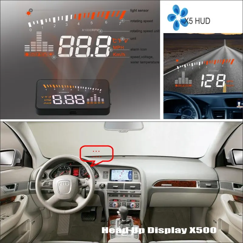 For Audi A6 C6 RS6 2005-2009 HUD Head Up Display Car Accessories Safe Driving Screen Projector vehicle Refkecting Windshield