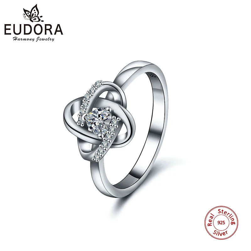 

Eudora Real 925 Sterling Silver Ring Celtics Knot CZ Ring Good Luck Cetics Design Wedding Bands Silver 925 Fine Jewelry CYJ002