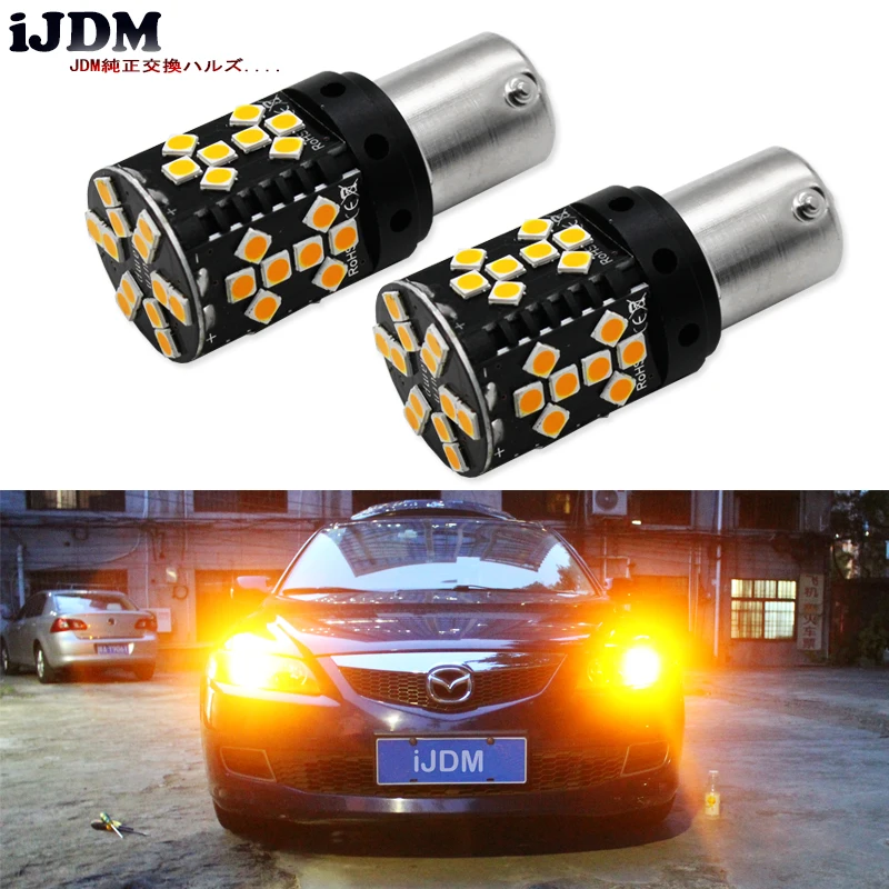 IJDM Canbus без ошибок 1156 светодиодный гипервспышки 21 Вт желтый P21W BA15S Сменные лампы