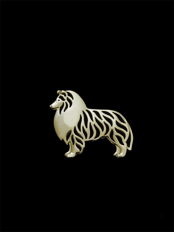 

New Classic Animal Shetland Sheepdog Broche Gold Silver Color Designer Brooch For Men Overwatch Gift For Friend Father
