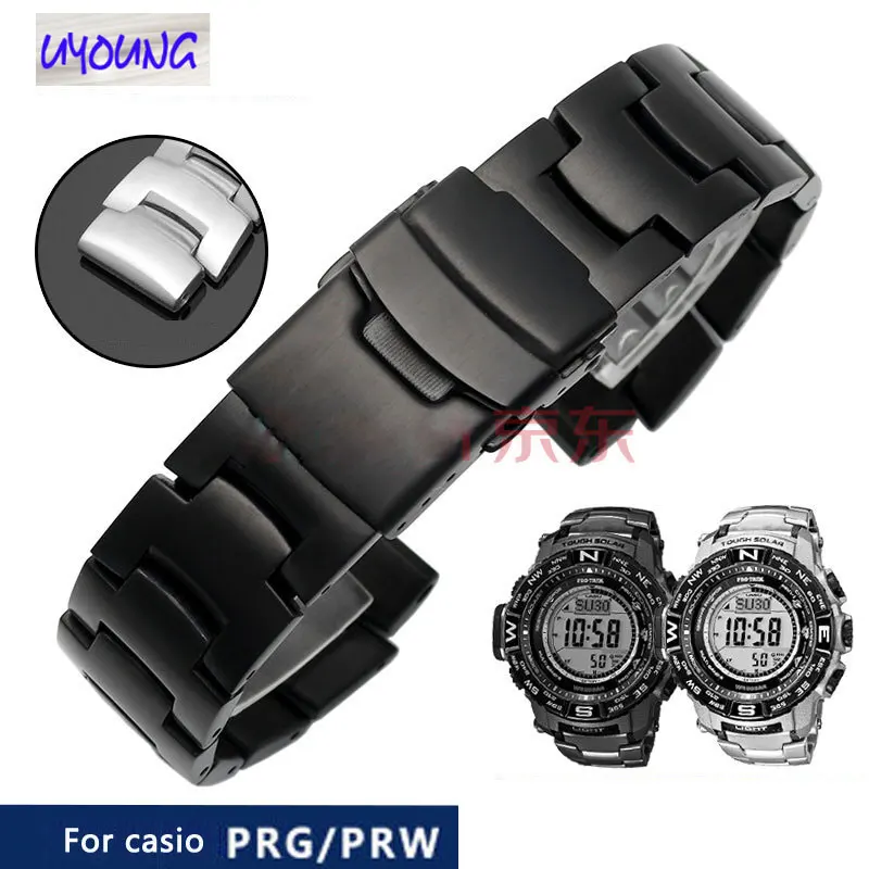 Часы ремнем, замена для ОГО PRG-260/550/250/500 PRW-3500/2500/5100 стальной браслет черный 18 мм ремешок для часов подарок для bf