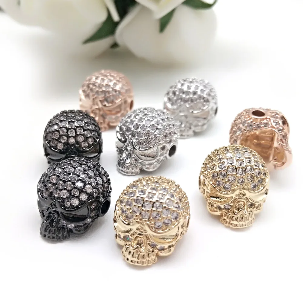 1 шт. 10*14 мм хрустальные бусины в форме черепа черные из циркония очаровательные