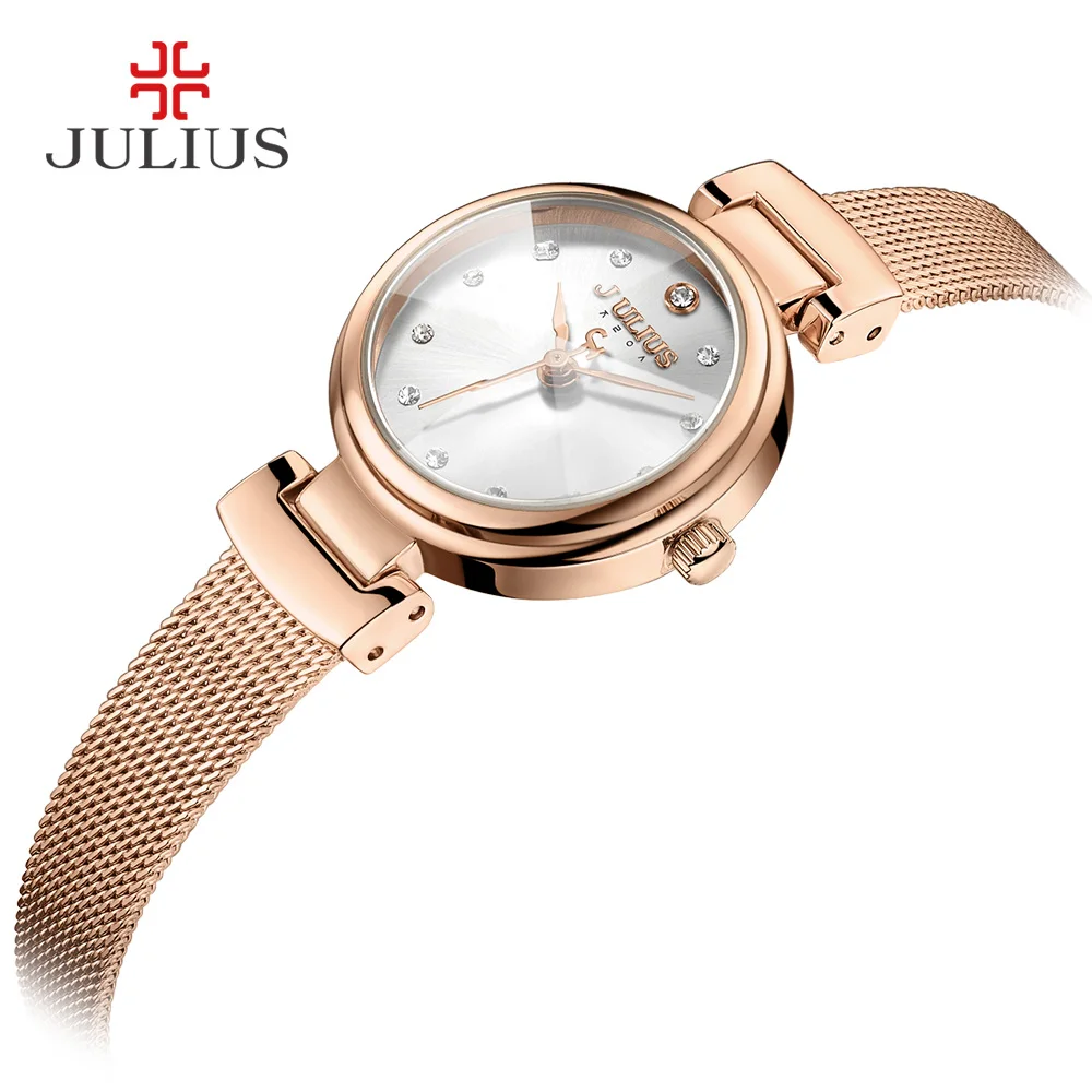 Julius дорогой кварцевый Whatch женские часы с браслетом новый корейский дизайн Прямая