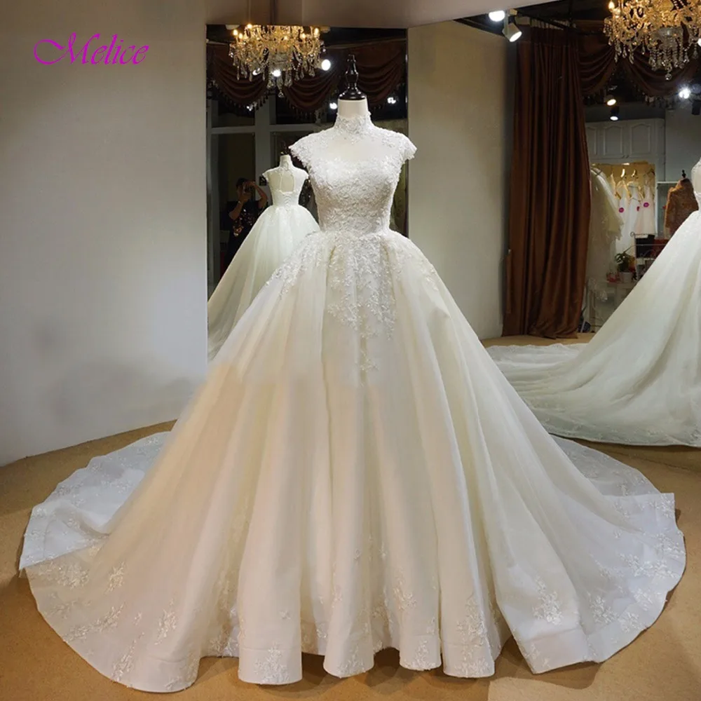 Melice Robe De Mariage свадебное платье трапециевидной формы с высокой горловиной и