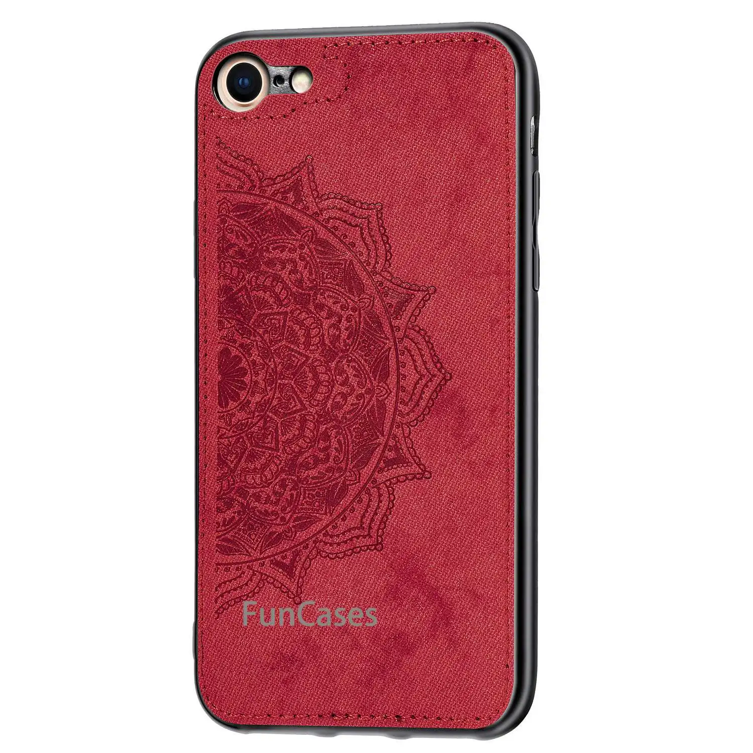 Роскошный тканевый текстурный 3D рельефный Мандала чехол для iPhone 7 8 Премиум