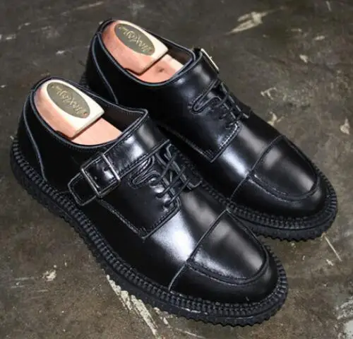 2017 LANSHITINA ТБ новый мужская кожаная пряжки толстая корка прилив обувь лифт дикий