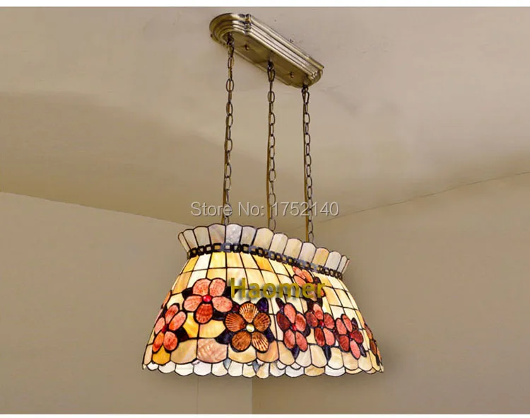 Newly Mediterranean lamp shell pendant lights peony pattern art decoration dinning room restaurant droplights E27 | Лампы и освещение