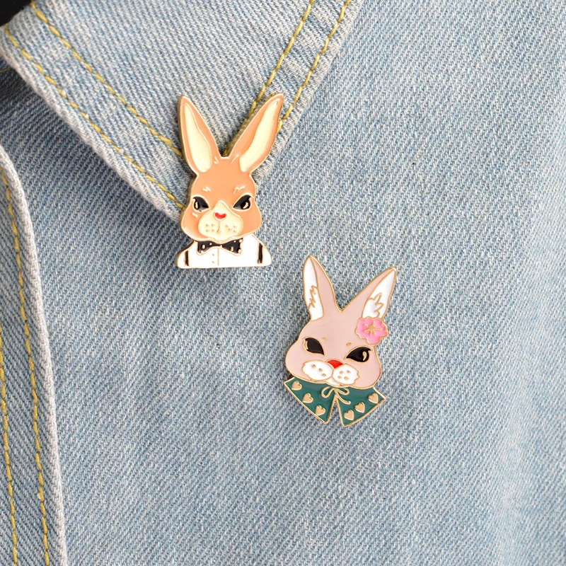 Cartoon Alloy Rabbit Brooch Jeans Handbag Shirt Accessories Brooches Metal Badges on Backpack |