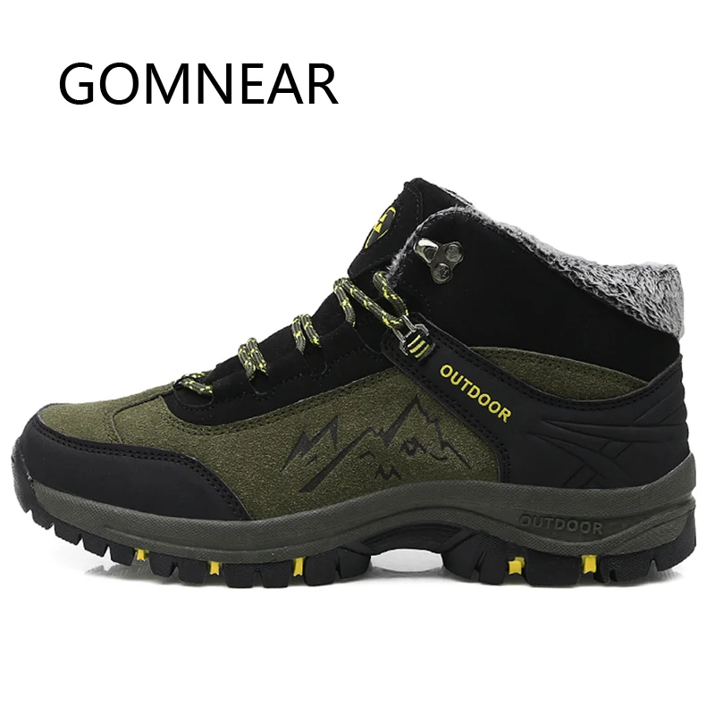 Мужские зимние кроссовки gomвозле плюшевые ботинки походная обувь для активного