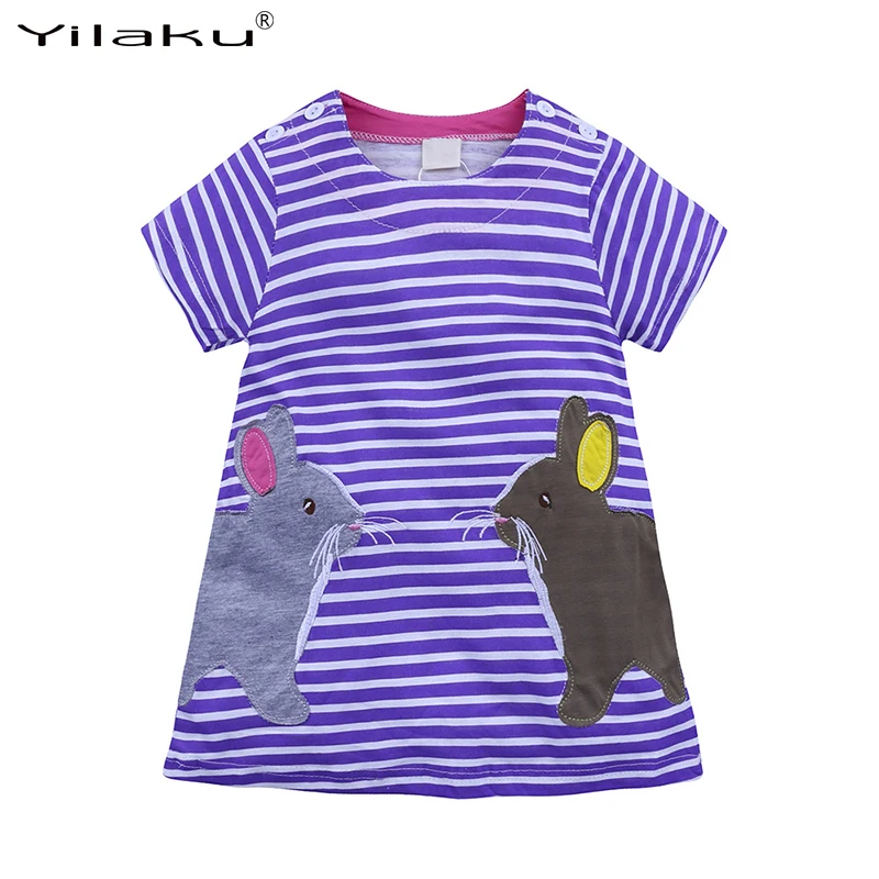 Платье Yilaku для девочек летнее Хлопковое платье с коротким рукавом маленьких