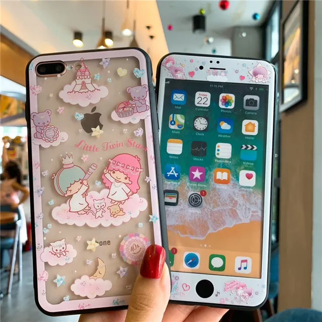2 Закаленное стекло для iPhone 7 8 6 6S Plus XR X XS Max защита экрана Flim+ стеклянный чехол для телефона с рисунком Две звезды - Цвет: 2
