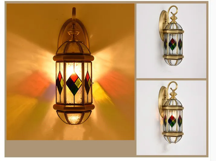 Античная латунная настенная лампа для наружного/внутреннего LED дизайна