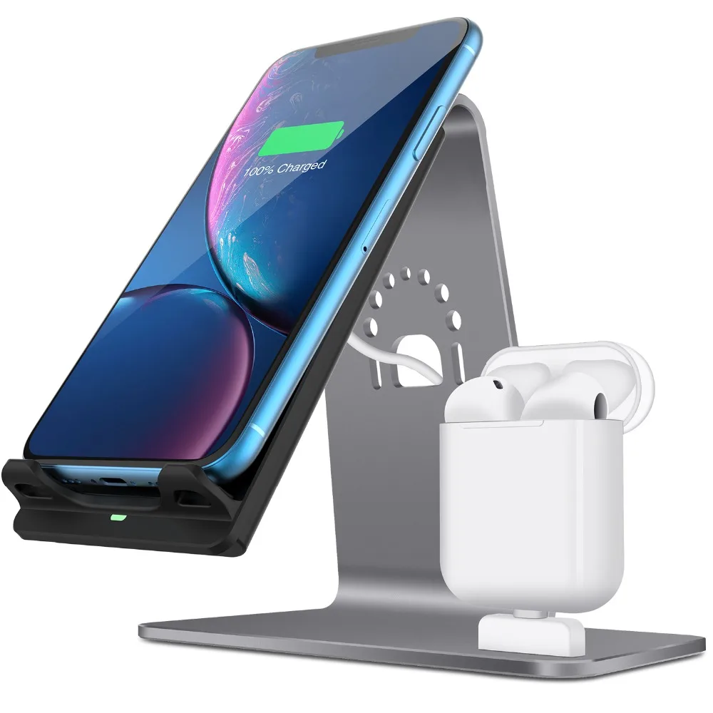 Bestand 2 в 1 Airpods подставка Беспроводная зарядка настольная док станция для планшета
