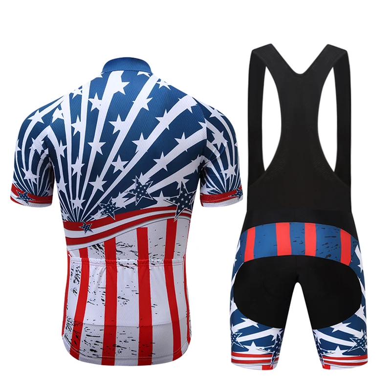 

teleyi USA Skull Cycling Clothing Cycling Suit Bike Clothing Breathable Men Bicycle Summer Short Sleeve Cycling Jersey Sets