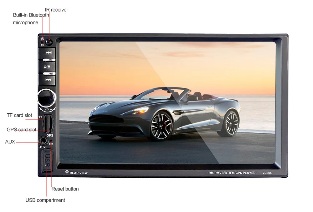 Zeepin 7020G 7 дюймов 1080P Автомобильный аудио плеер MP5 плеер с европейской картой поддержка Bluetooth Вызов gps навигация камера заднего вида