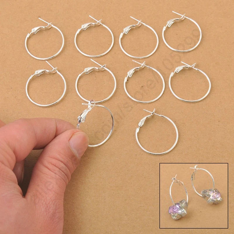 Круглые серьги-кольца из серебра 925 пробы оптом 100 шт./лот | Украшения и аксессуары