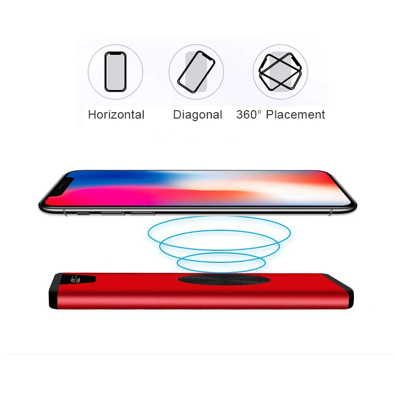 20000 мАч Qi Беспроводное зарядное устройство для iPhone X 8 Plus Samsung Note S9 S8 S7 портативное