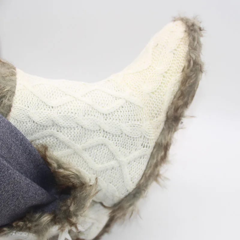 Теплые домашние тапочки Mntrerm для женщин вязаные плюшевые коралловые с имитацией