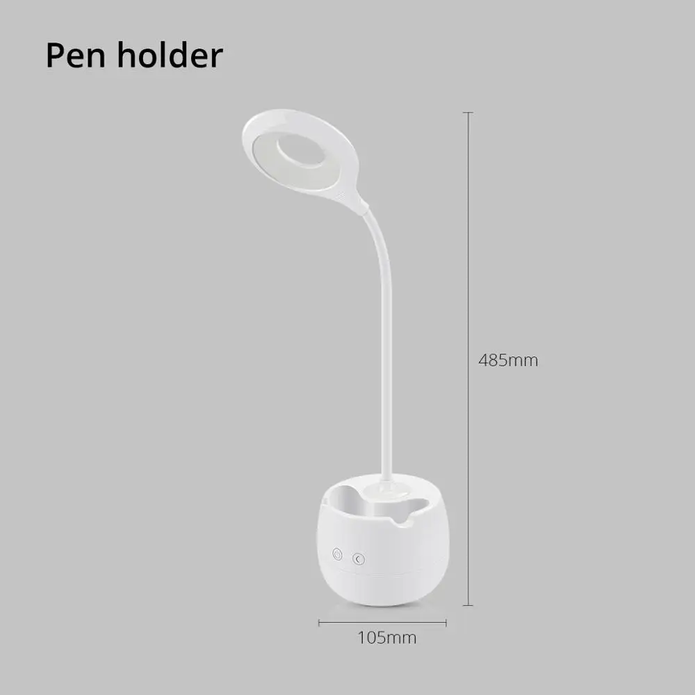 With Pen Holder Датчик касания с регулируемой яркостью светодиодный настольный светильник USB перезаряжаемая настольная лампа для чтения книга лампа для учебы детский подарок для спальни кабинет освещение - Цвет абажура: With Pen Holder