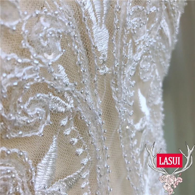 Роскошный белый небольшой жемчуг LASUI 38*47 см + вышивка блестками шнур с цветами