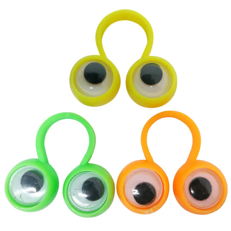 12 шт./лот пластиковые кольца с Wiggle Eyes Finger Spies Подарочная игрушка для дня рождения