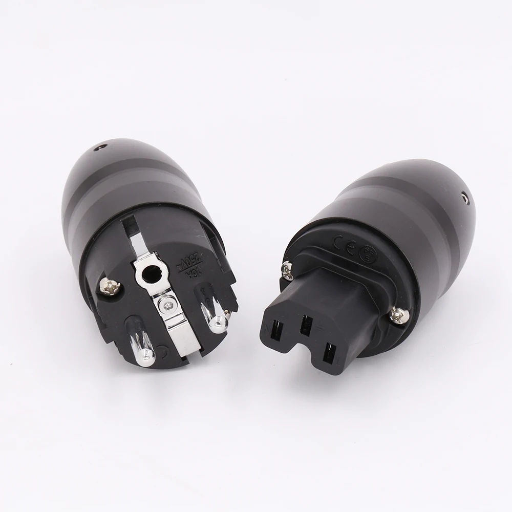 Черное алюминиевое родиевое покрытие hifi IEC Женский Разъем EU Schuko Power Plug для сделай