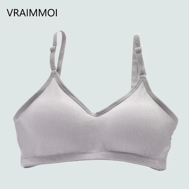 VRAIMMOI, новинка, нижнее белье для девочек-подростков, сексуальный бюстгальтер без косточек, бюстгальтер пуш-ап, женское нижнее белье, бесшовное белье - Цвет: GRAY