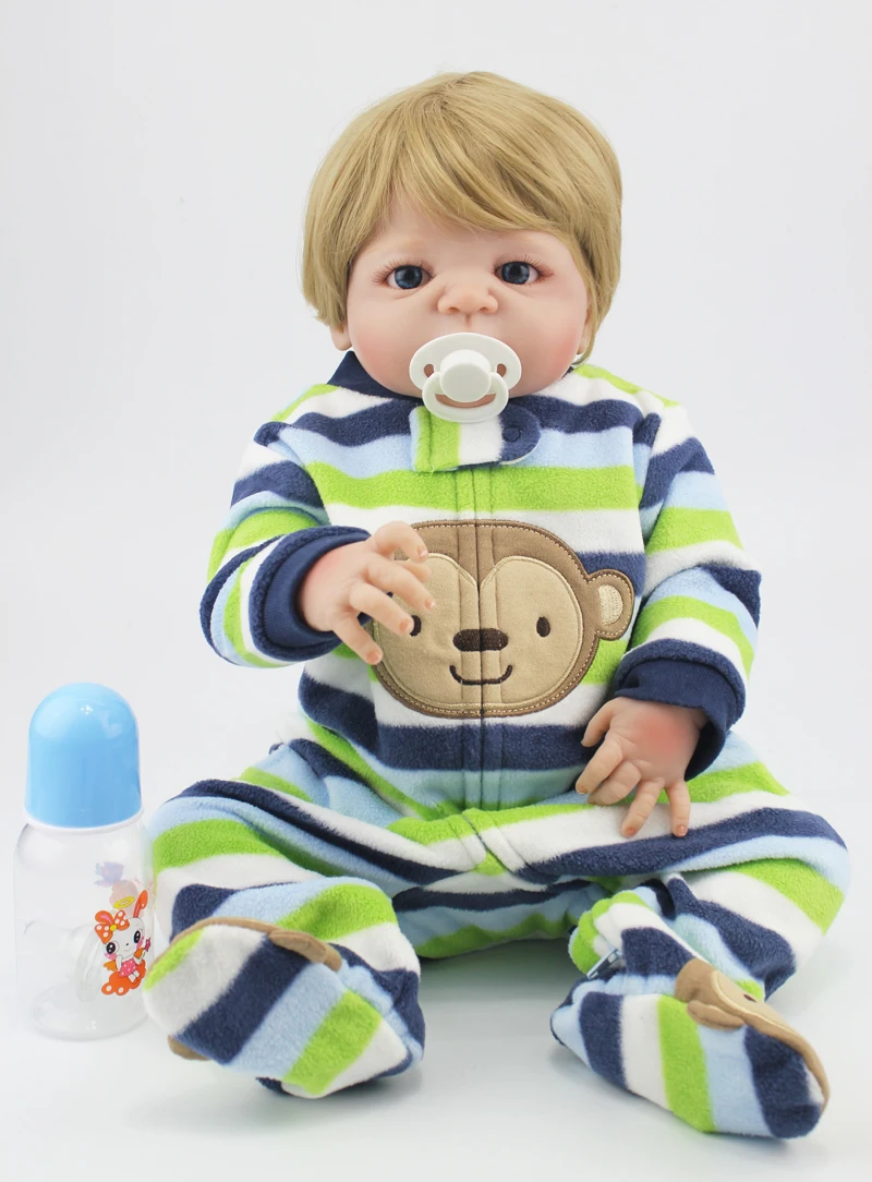 55 см полностью силиконовые куклы Bebe Reborn водонепроницаемый корпус 2" реалистичные виниловые куклы для новорожденных мальчиков светлые волосы Купание игрушки подарок на день рождения