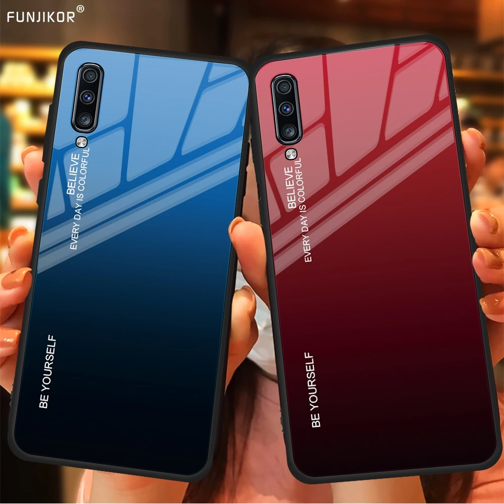 Роскошный градиентный чехол из закаленного стекла для Samsung Galaxy A70 SM-A705F/DS A70S SM-A707F/ds