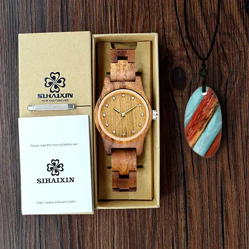 Reloj Femenino, дизайн, деревянные часы для женщин, маленькая золотая стрелка, антикварная роскошь, женские тонкие наручные часы, подарок для девушек, Прямая поставка - Цвет: brown watch box gift