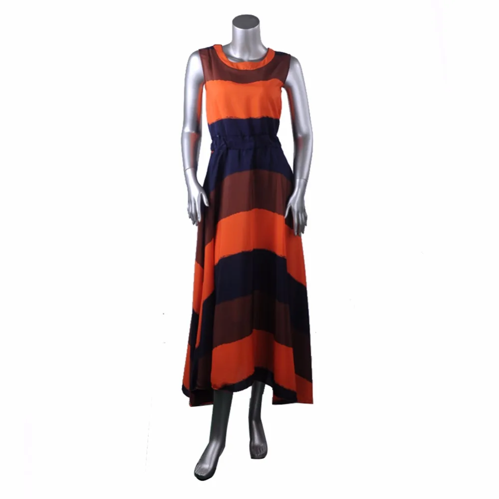 Женское вечернее платье в богемном стиле летние платья плиссе полоску без рукавов шифоновое длинное