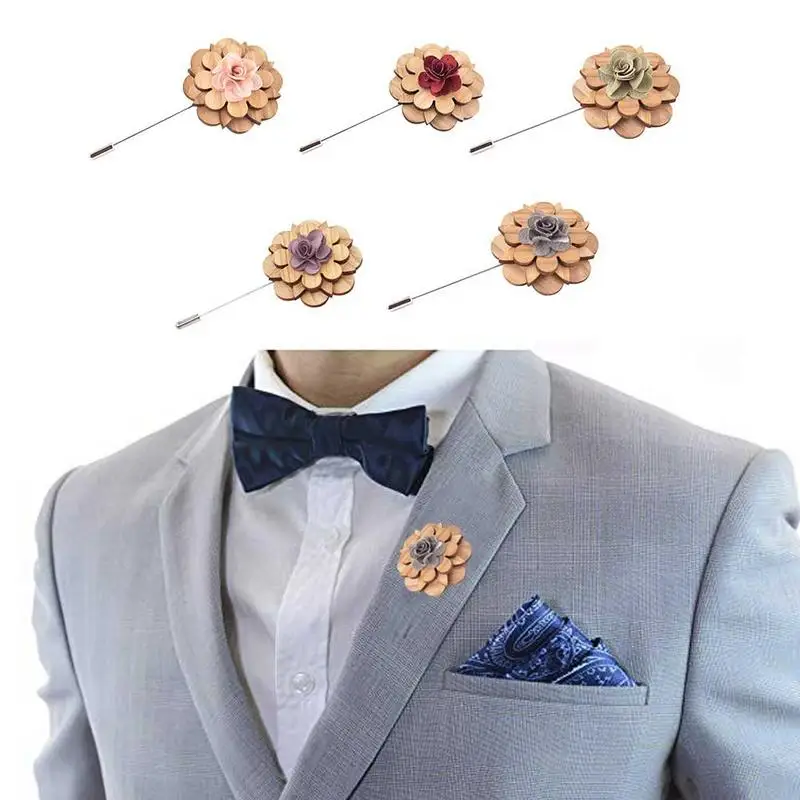 Ручная работа деревянная брошь высокого класса ретро костюм одежда Мужская