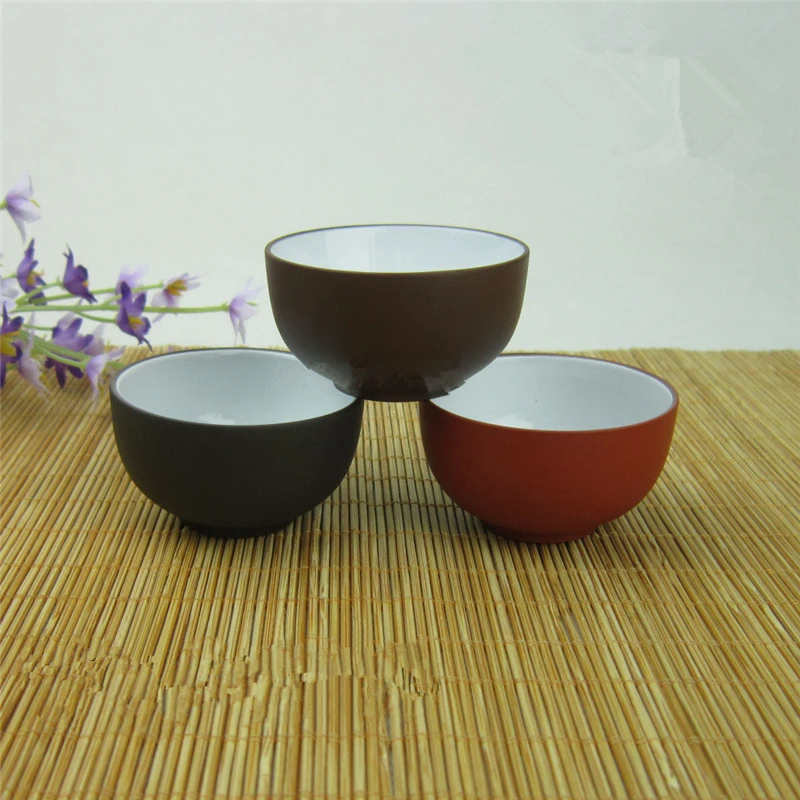 

10pcs/lot zisha tea cup 60ml purple clay ceramic tea cups mini tea kung fu white black red cups tea set accessory